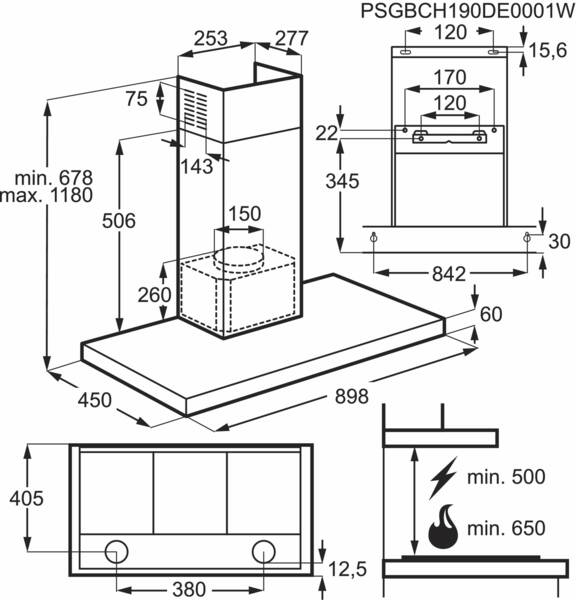 AEG DBB3951M – Schouwafzuigkap 90 cm RVS