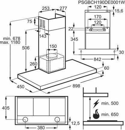AEG DBB3951M – Schouwafzuigkap 90 cm RVS